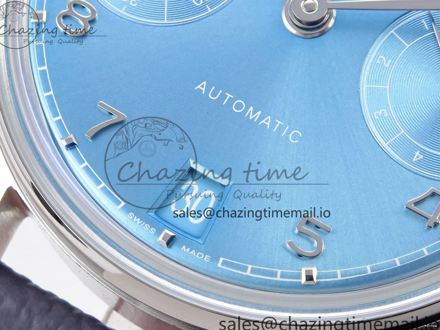 MIROTIME 0502 Lightweight Portugieser Automatic SS IW501708 APSF 1:1 Best Edition Light Blue Dial on Gray Leather Strap A 7012